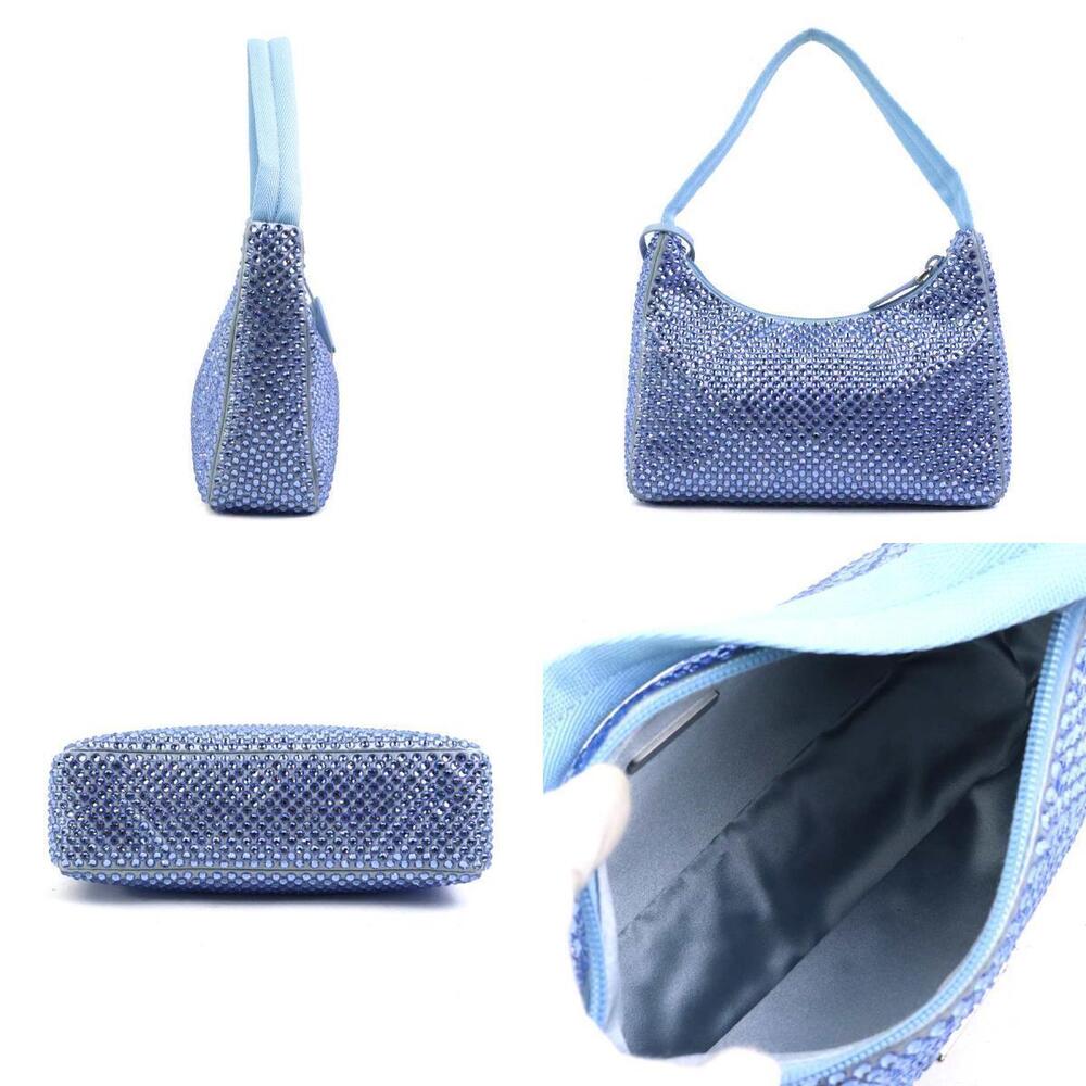 Prada crystal blue handbag silk viscose